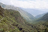 Inca trail, cloud forest close the large Sayacmarca ruins